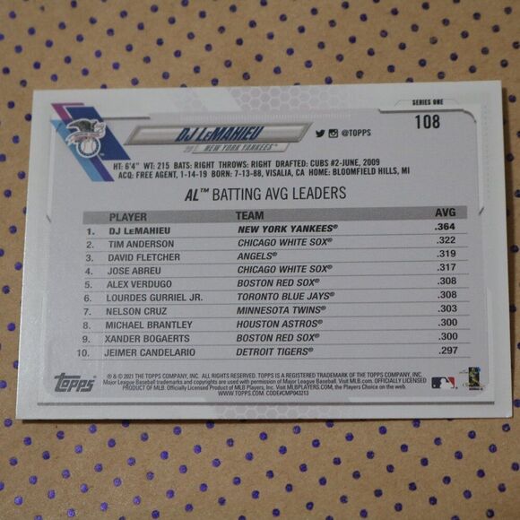 DJ LeMahieu #108 Baseball Card - Picture 2 of 2